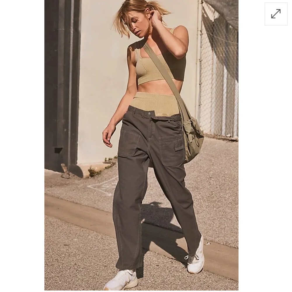 NWT Free People FP Movement Cargo Utility Hiking Pants In Charcoal Grey / Brown